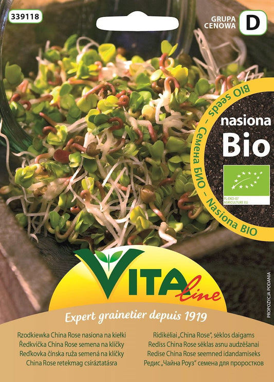 Bio Chinarosen-Rettichsamen von VITA LINE, 20 g für Sprossen, frische Samen für gesundes Keimen und Anbau