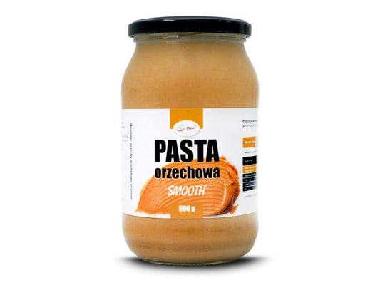 Glatte Nusspaste von VIVIO in 900g Packung, cremige Nusscreme mit glatter Textur, ideal für Brot und Backwaren.