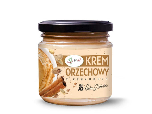 Erdnusscreme mit Zimt in 200g-Versand von VIVIO, cremige Nusspaste mit Zimtgeschmack, kreative Brotaufstrich.