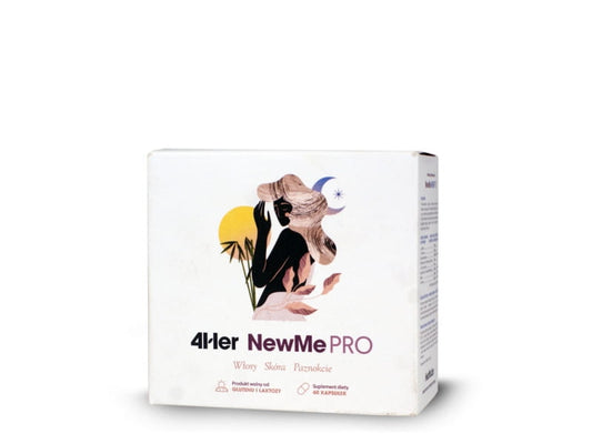 Vier neue Healthlabs Newme Pro 60 Kapseln in einer offenen Verpackung, Nahaufnahme der Kapseln auf weißem Hintergrund