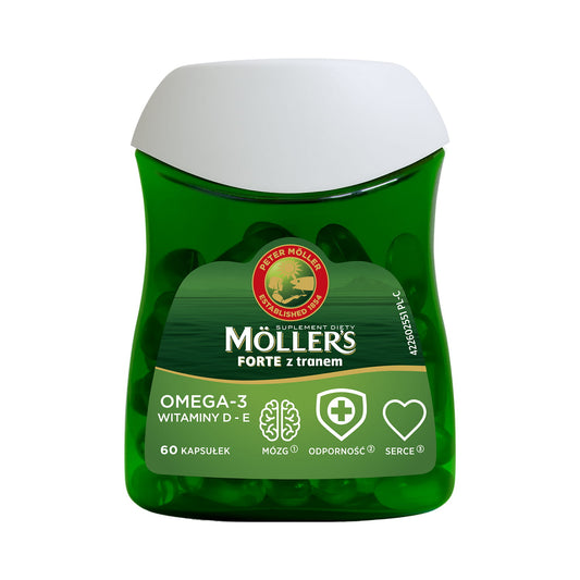 Norwegisches Fischöl in 60 Kapseln von MOLLER'S MOLLERS, hochwertige Omega-3-Fischölkapseln für Gesundheit und Wohlbefinden