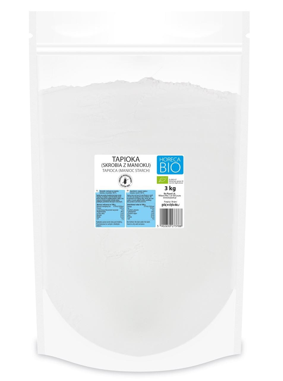 Tapioka (Maniokstärke) glutenfrei BIO 3 kg - HORECA - Biogo.de Fő kép