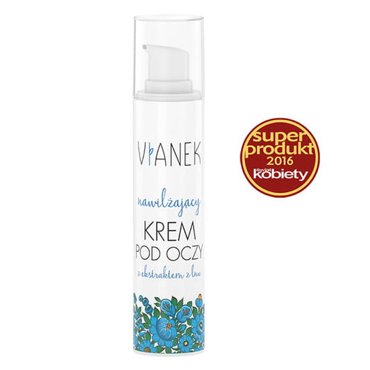 Feuchtigkeitsspendende Augencreme von VIANEK in 15 ml, sichtbarer Applikator und cremige Textur, ideal für die Augenpartie.