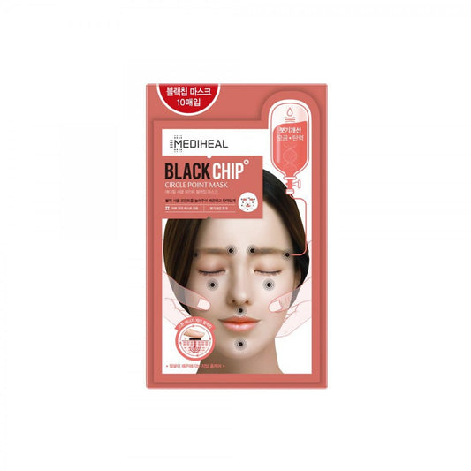 Mediheal Anti-Falten-Gesichtsmaske in 25 ml, zeigt eine weiße Gesichtsmaskenpackung mit Pflegeformulierungen.