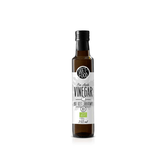 Bio Apfelessig in 250ml Flasche von Diet-Food.pl, naturbelassen und unfiltriert, ideal für gesunde Ernährung.