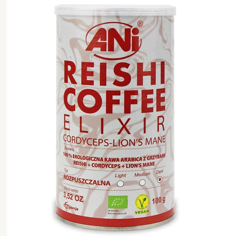Arabica Instant Coffee with Reishi Mushrooms + Cordyceps + Lion's Mane BIO 100 g - ANI