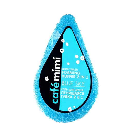 Duschschwamm mit blauer 2in1 Blu Sky Gel von DesignSoap, getränkt, 60 g, für ein angenehmes Duscherlebnis