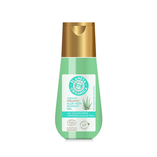 Aloe Vera Feuchtigkeitsgel für die Intimhygiene, 150 ml, EUROBIO LAB, gelartige Textur auf weißem Hintergrund