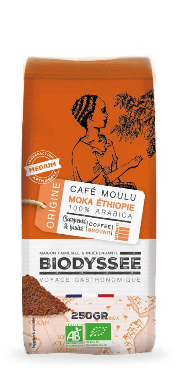 Café 100% Arábica Etiopía moca molido 250g ECO BIODYSSEE