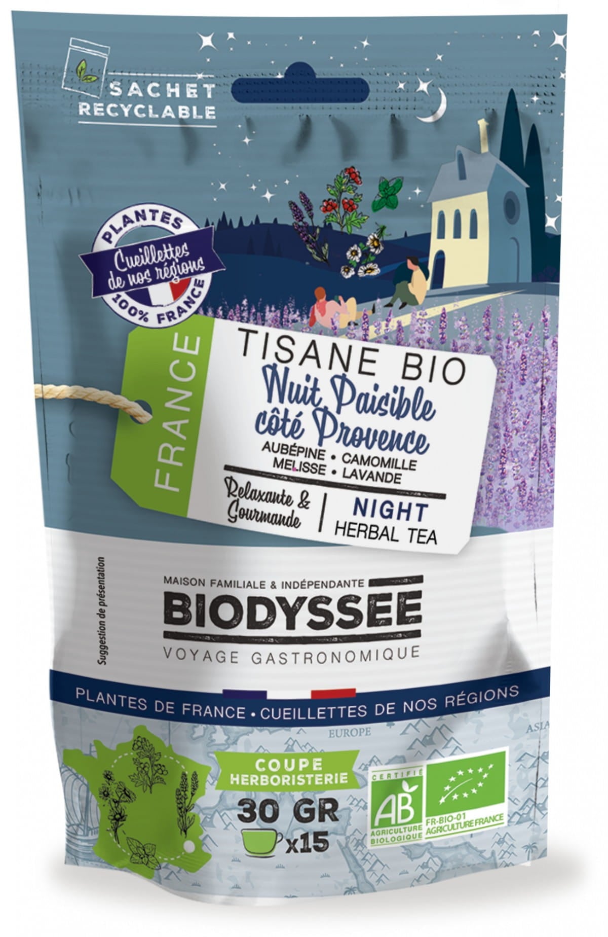 Té de hierbas para una noche tranquila 30g ECO BIODYSSEE