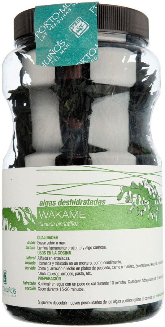 Getrockneter Bio-Seetang Wakame von PORTO MUINOS, 100 g, frischer grüner Seetang mit zarten Blättern, ideal für Suppen und Salate