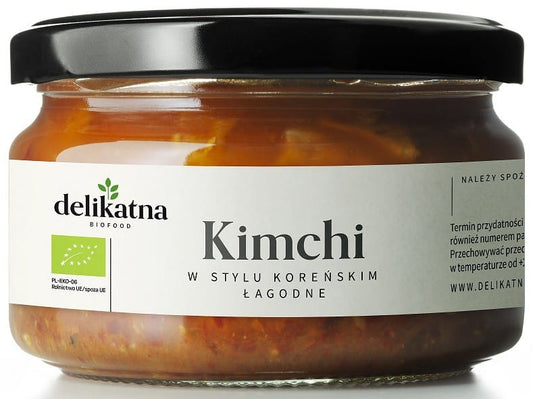 Mildes Bio Kimchi nach koreanischer Art von DELIKATNA, 200 g, fermentiertes Gemüse mit traditionellem koreanischem Geschmack