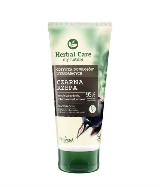 Farmona Herbal Care Conditioner Tube mit schwarzer Rübe gegen Haarausfall, 200ml, sichtbare Verpackung und Produktdetails.