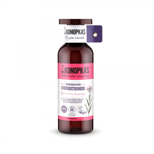 Conditioner für trockenes, coloriertes Haar von EUROBIO LAB, regenerierende Pflege, 500 ml Flasche, sichtbarer Conditioner in der Verpackung