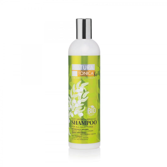 Haarwachstumsshampoo von EUROBIO LAB in einer 400 ml Flasche, zeigt die Produktverpackung vor einem weißen Hintergrund.