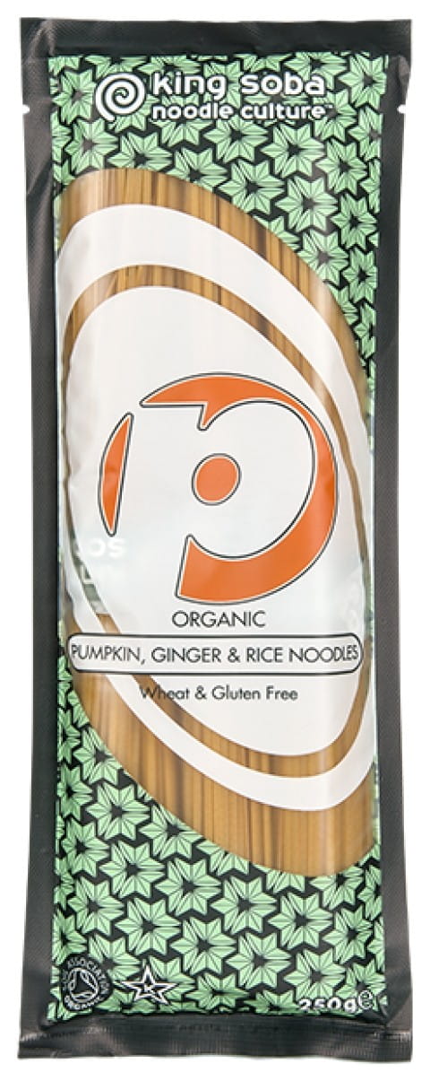Glutenfreie Reis- und Vollkornnudeln mit Kürbis und Ingwer von KING SOBA, 250 g, Bio, frisch zubereitet