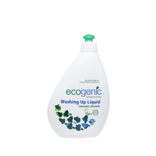 Eco 500 ml Geschirrspülmittel von ECOGENIC, flüssig in einer transparenten Flasche mit grüner Etikette, für sauberes Geschirr.
