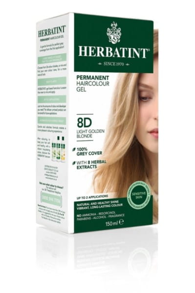 Gelfarbe 8d hell goldblond von HERBATINT in Tube, cremige Textur, helles goldblond für Haarfärbung, Nahaufnahme