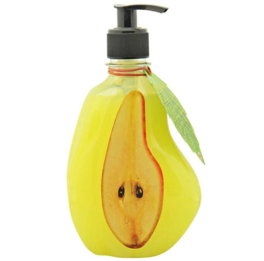 Cremeseife mit Birnen-Duft von ROSYJSKIE in 500 ml Flasche, cremige Textur, ideal für die Handwäsche, sichtbare Flasche mit Birnenmuster