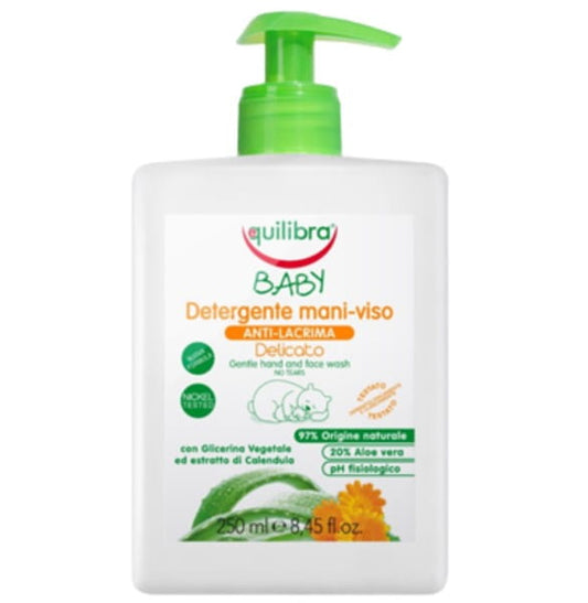 Sanfter Baby EQUILIBRA Hand- und Gesichtsreiniger in Pumpflasche, hypoallergenisch und mild für empfindliche Haut