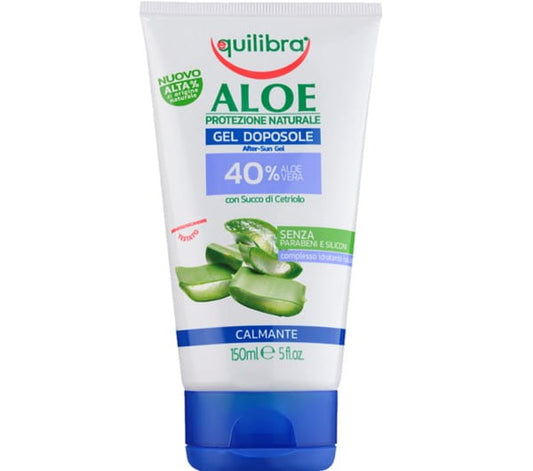 Beruhigendes After-Sun-Gel mit Aloe Vera von EQUILIBRA, cremige Textur auf der Haut nach Sonnenexposition