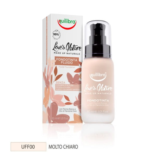 Flüssige Foundation Molto Chiaro von EQUILIBRA in 30 ml Flasche, cremige Textur, perfekt für einen natürlichen Look.