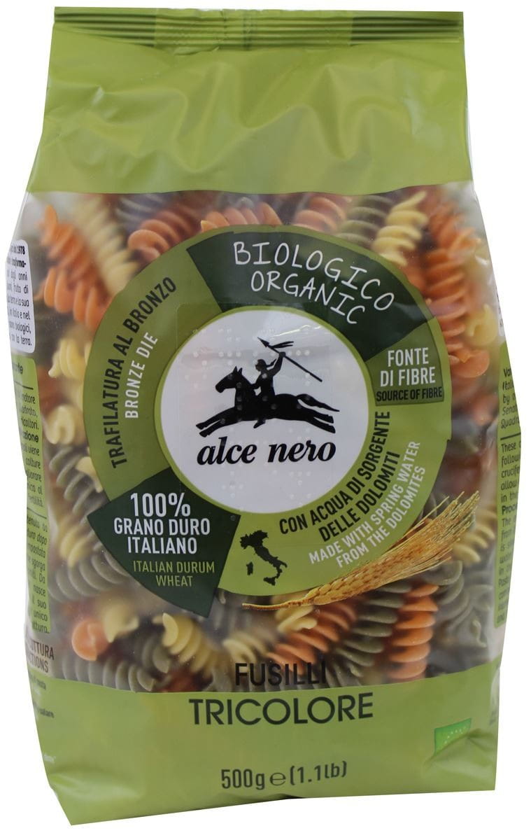 Pasta (tricolor Grieß) Fusilli BIO 500 g - ALCE NERO