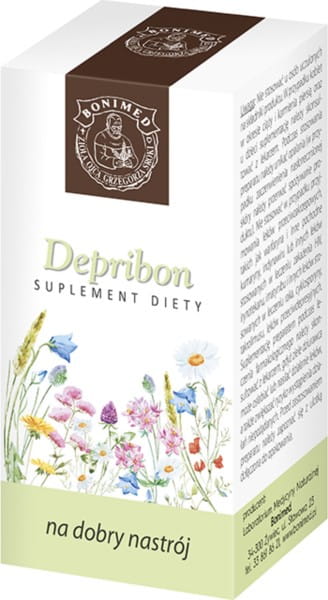 Depribon von BONIMED, 60 Kapseln, zeigt die Verpackung mit den Kapseln und dem Produktetikett.