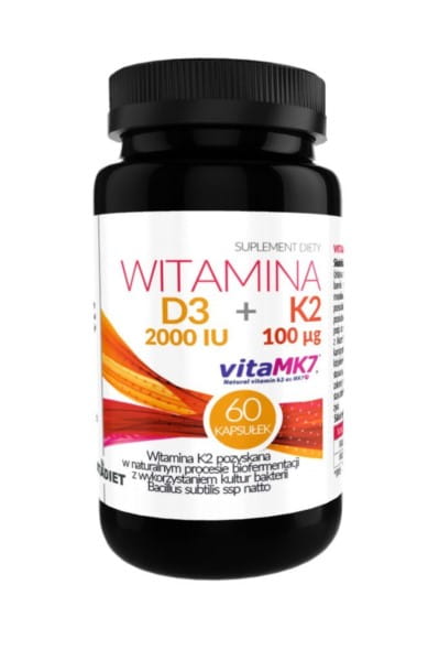 Vitamina D3 2000iu + K 2100 mcg 60 cápsulas VITADIET