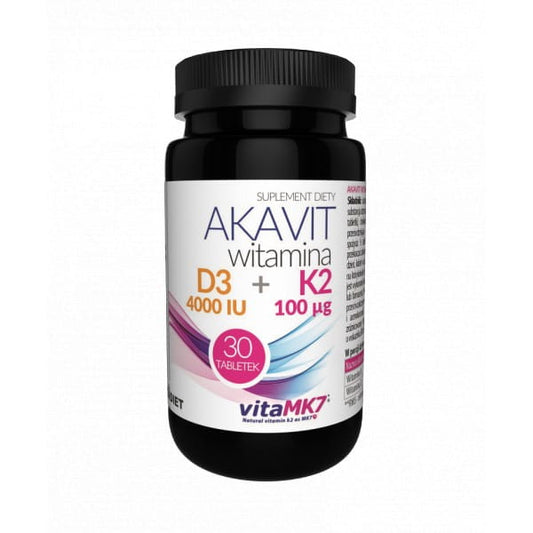 Vitamin D3 4000 K2 Akavit von VITADIET, 30 Tabletten, Nahrungsergänzungsmittel mit Vitamin D3 und K2, für gesunde Knochen