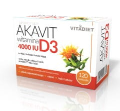 VITADIET Akavit Vitamin D3 4000 IE Flasche mit 120 Kapseln, Vitamin D3 Nahrungsergänzung in brauner Flasche