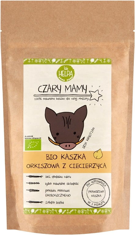 Dinkelbrei mit Kichererbsen BIO von HELPA, 200 g, cremige Mahlzeit mit Dinkel und Kichererbsen, in Verpackung abgebildet