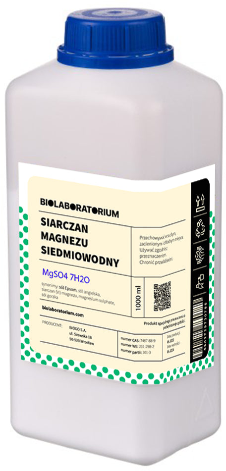 Sel d'Epsom amer sulfate de magnésium heptahydraté 1000g BIOLABORATOIRE