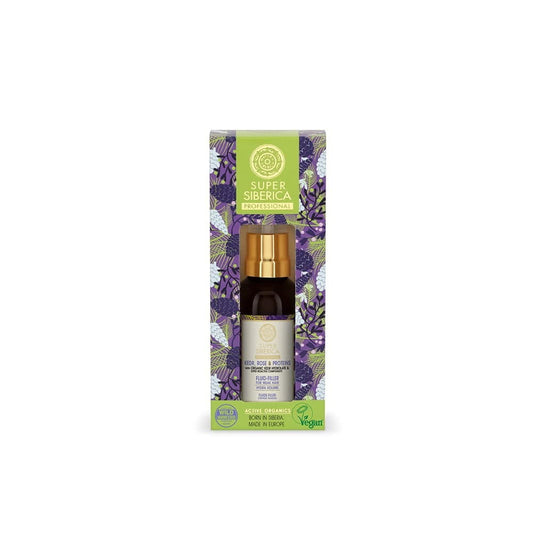 Flasche mit 50 ml Serum für geschwächtes Haar, Feuchtigkeit und Volumen von EUROBIO LAB SIBERICA.