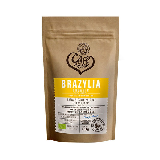 Handgeröstete Kaffeebohnen von CAFE CREATOR, 100% Brazil Arabica, frisch geröstet, 250 g in einer transparenten Verpackung
