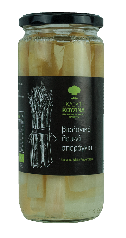 Weißer Spargel in Salzlake von BIOAGROS, Bio-Qualität, 300 g, frisch und knackig, auf weißem Hintergrund fotografiert