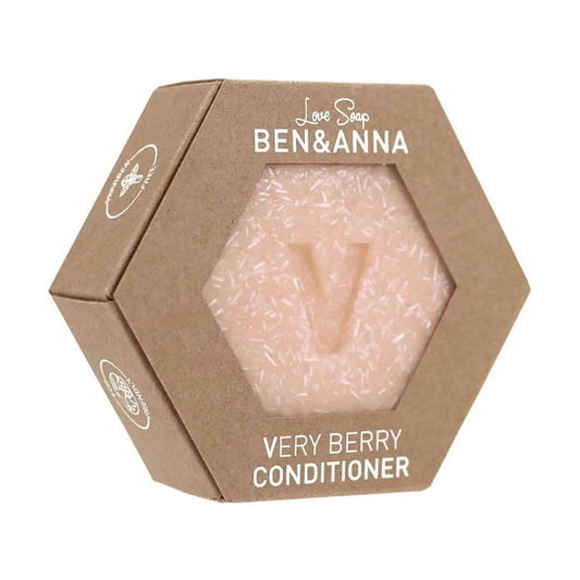 Ben & Anna Very Berry Eco Haarspülung in 60 g, naturbelassene Spülung mit Beerenextrakt, zeigt die Verpackung und Produktdetails