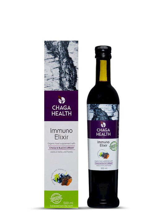 Chaga Immunitätsselixier mit schwarzer Johannisbeere in 250 ml Flasche, flüssiges Nahrungsergänzungsmittel, dunkle Flüssigkeit
