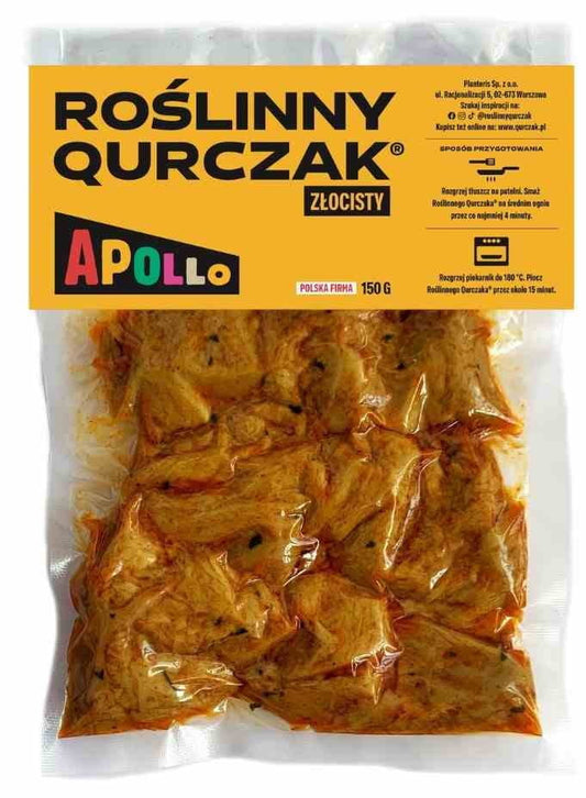 QURCZAK Apollo Gemüse Qurczak® Golden 150g, Verpackung mit goldener Beschriftung und Gemüseanteilen sichtbar