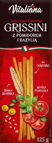 Grissini sticks with tomatoes and basil 125 g - NaturAvena