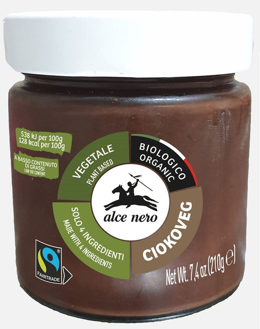 Alce Nero Bio rote Bohnenceme mit Kakao, Fair Trade, 210 g, cremige Schokoladencreme in Glas.