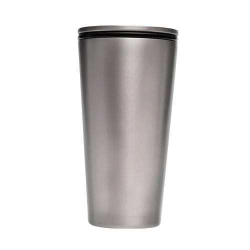 Edelstahl-Schiebebecher in Silber, 420 ml, CHIC-MIC, mit schiebbarem Deckel und langlebigem Design.