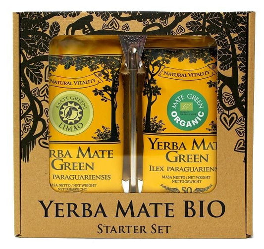 Bio Yerba Mate Set mit 50 g Limon Geschmack, grüne Bio Mate Bombilla aus nachhaltigem Material, von Organic Mate Green