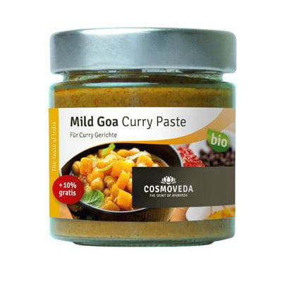 Bio-Currypaste von COSMOVEDA in 175 g Dose, cremige indische Gewürzpaste mit Currynote und natürlichen Zutaten.