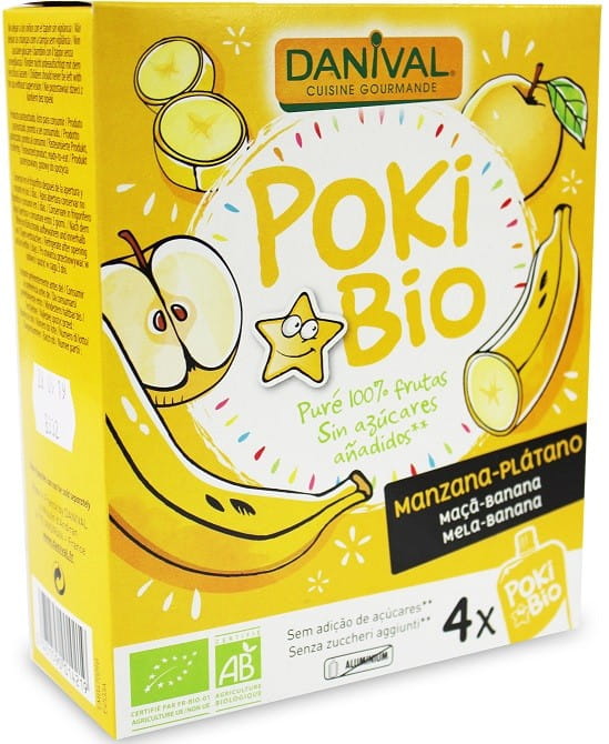 Apfel-Bananen-Püree 100% Frucht ohne Zuckerzusatz BIO 4x90 g - DANIVAL