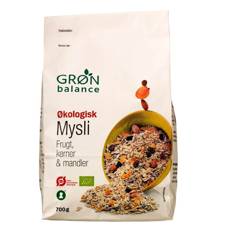 Müsli mit Rosinen, getrockneten Aprikosen, Mandeln und Sonnenblumenkernen BIO 700 g - GRON BALANCE