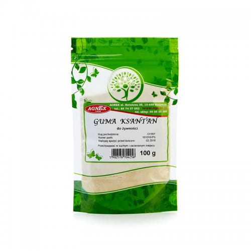 Xanthangummi für Lebensmittel von AGNEX, 100g Packung, feines Pulver für Koch- und Backrezepte, sichtbares Produkt in der Packung