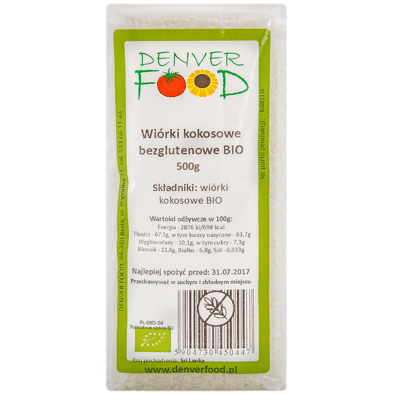 Glutenfreie Kokosraspeln BIO 500g DENVER FOOD