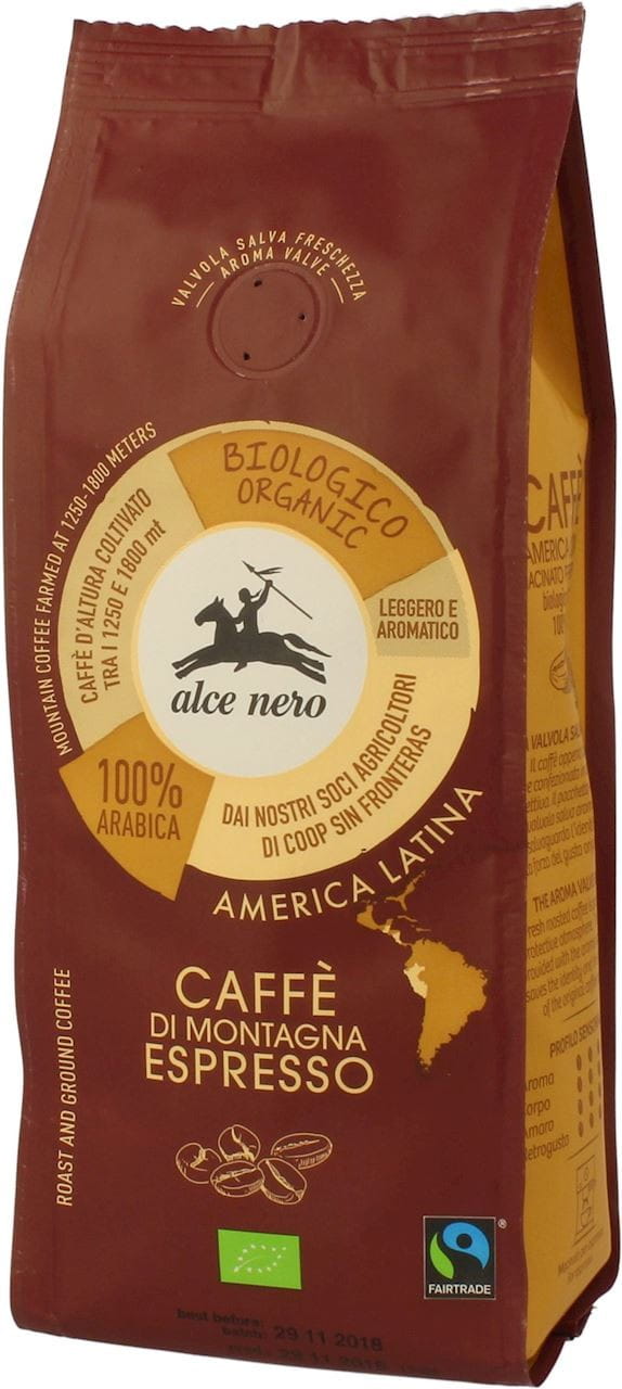 100% Arabica Espresso fair gehandelter Kaffee BIO 250 g - ALCE NERO