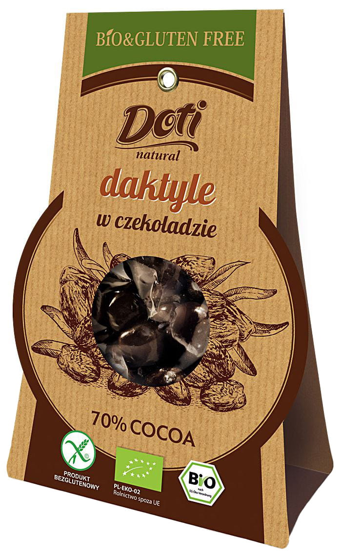 Datteln in Zartbitterschokolade glutenfrei BIO 70 g - DOTI